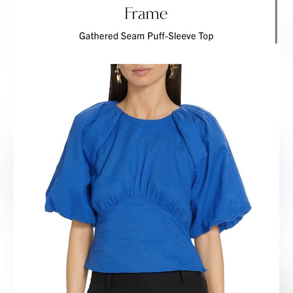 FRAME Gathered Sleeve Puff Top